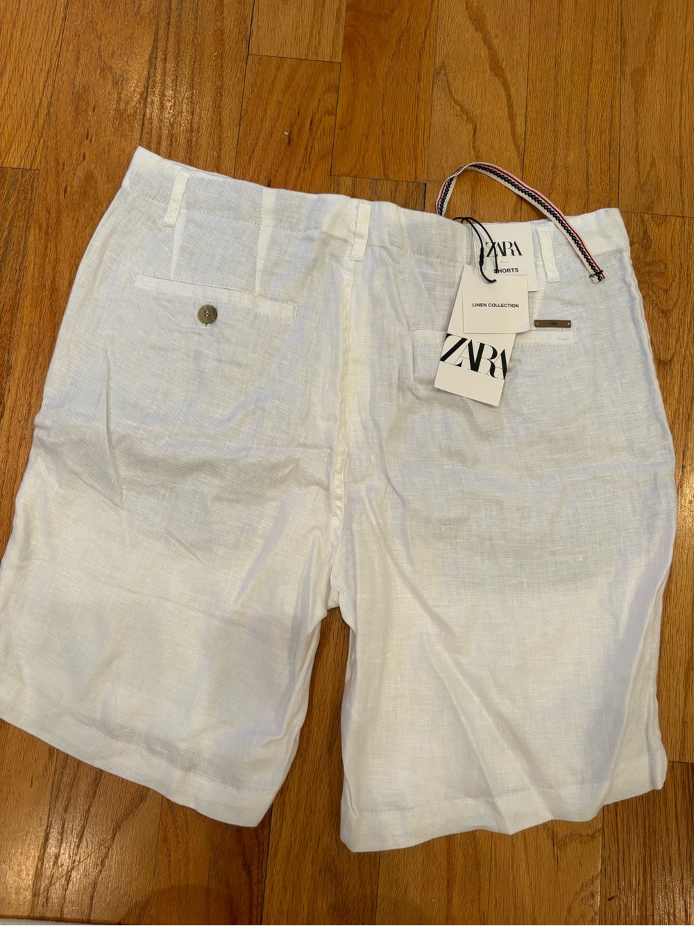 Zara White Men's Linen Cargo Shorts - Picture 2 of 2